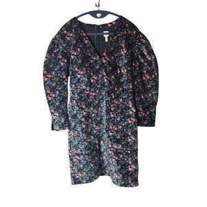NWT La Vie Rebecca Taylor Lisette Velveteen Black Floral Dress Size S